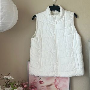 White puffer vest